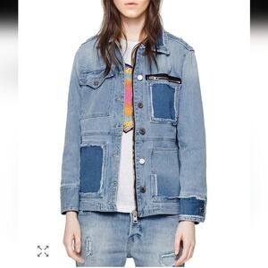Zadig & Voltaire Light Blue Distressed Jean Jacket Size M!